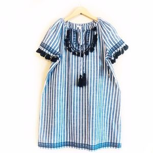 Embroidered Tassel Dress Crown & Ivy Striped Dress